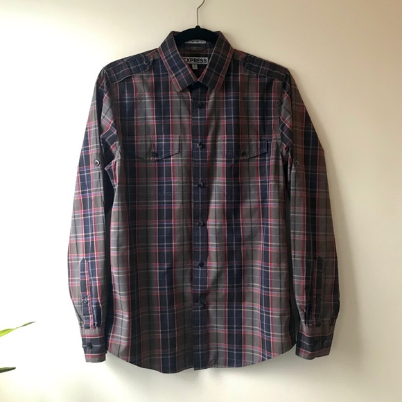 Plaid Fitted Button Down Shirt - Picture 1 of 3